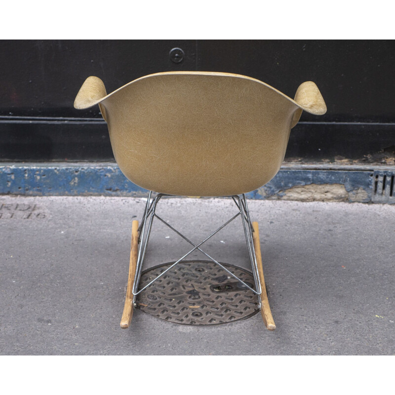 Vintage Light Ochre Rocking chair by Charles & Ray Eames 1960s