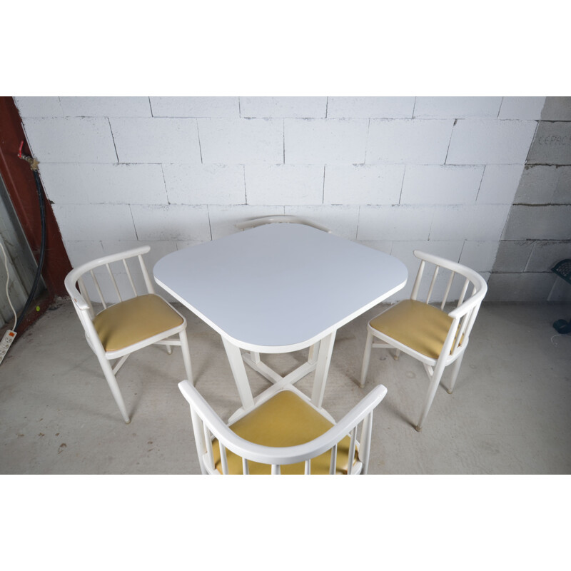 Vintage Thonet table and 4 chairs set 1960s