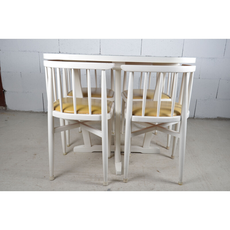 Vintage Thonet table and 4 chairs set 1960s