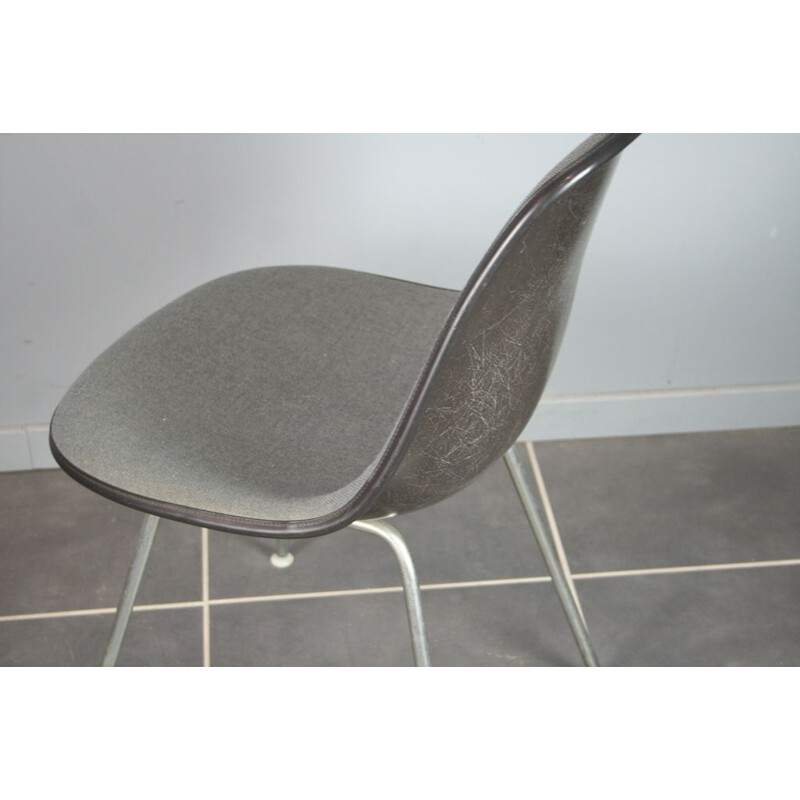 Vintage chair in black fiber grey fabric 1950s