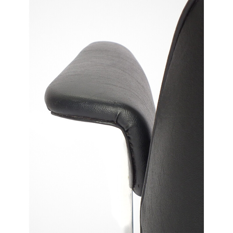 Artifort armchair in black leatherette and metal, Geoffrey HARCOURT - 1960s