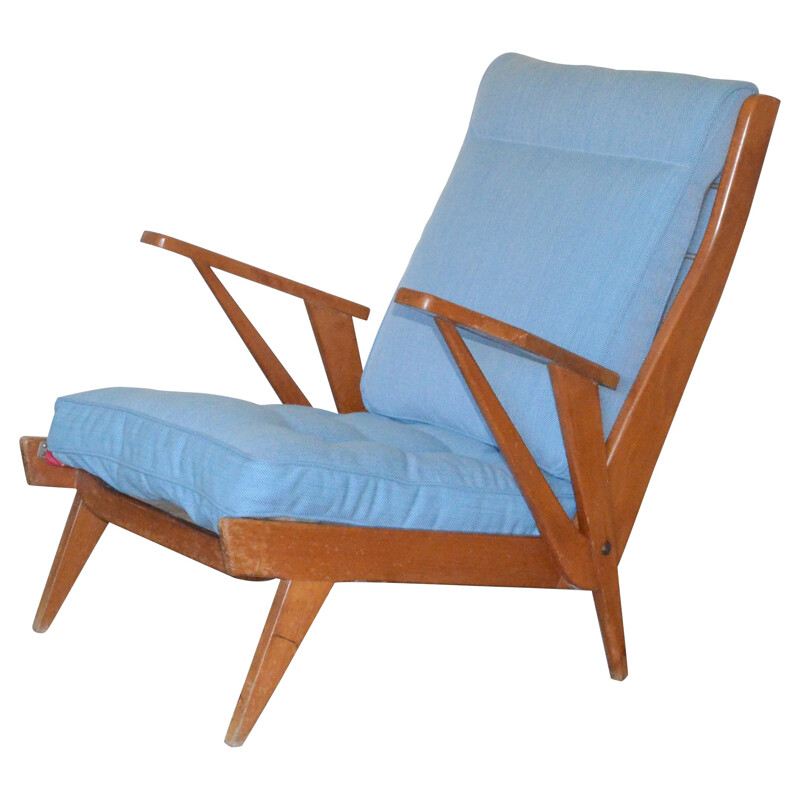 Pair of blue armchairs "FS141", Free-Span - 1950s