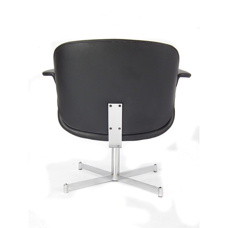Artifort armchair in black leatherette and metal, Geoffrey HARCOURT - 1960s