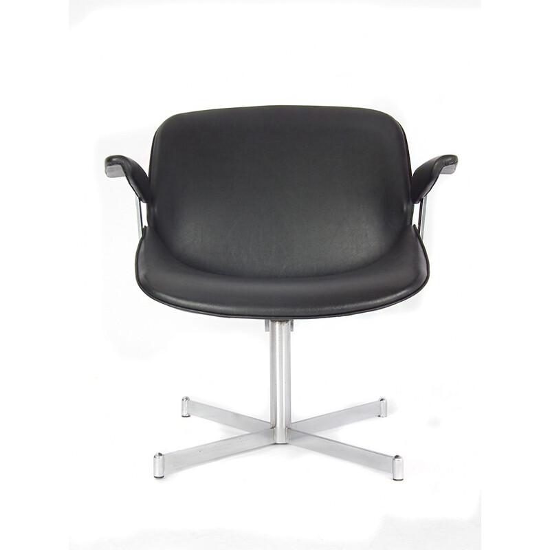 Artifort armchair in black leatherette and metal, Geoffrey HARCOURT - 1960s