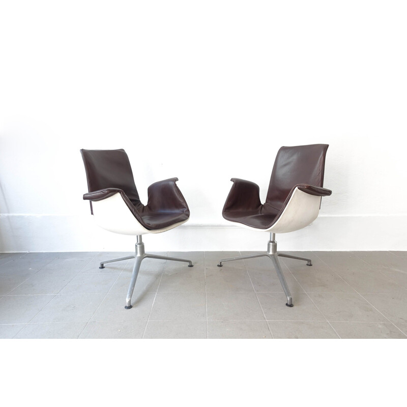 Pair of vintage leather armchairs by Preben Fabricius and Jorgen Kastholm for Kill, 1960