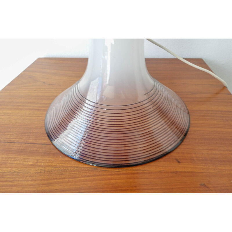 Vintage Black & White Murano Swirl Glass Table Lamp by Renato Toso for Leucos 1970s