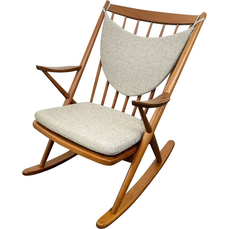 Vintage Teak Rocking Chair by Frank Reenskaug for Bramin Denmark 1960s