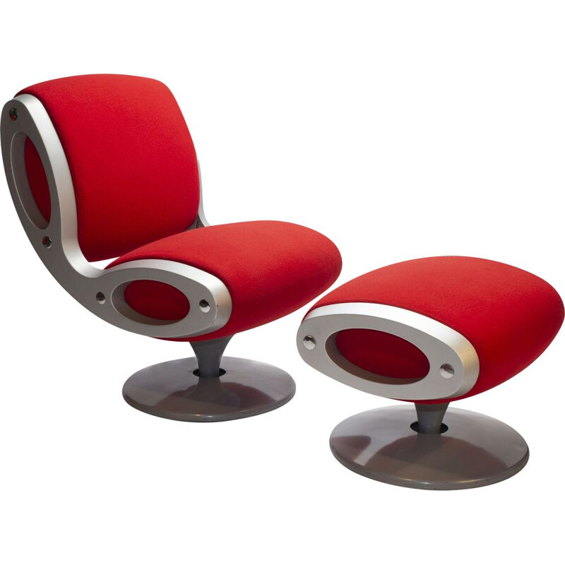 Red Gluon vintage stoel en kruk van Marc Newson voor Moroso Italië