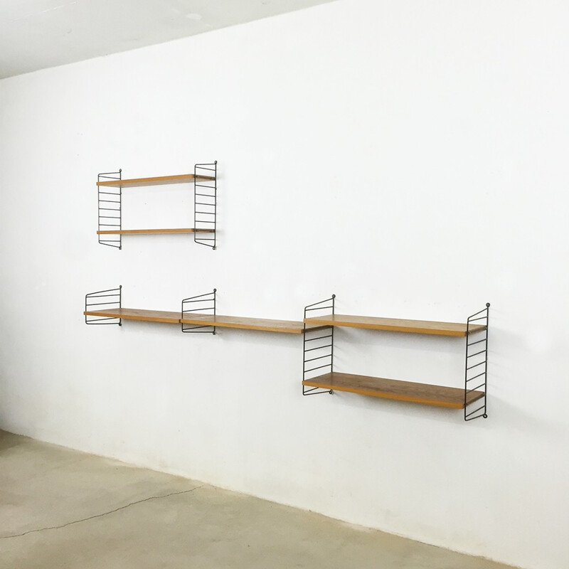 Scandinavian String Furniture shelving system in wood, Nisse STRINNING - 1950s