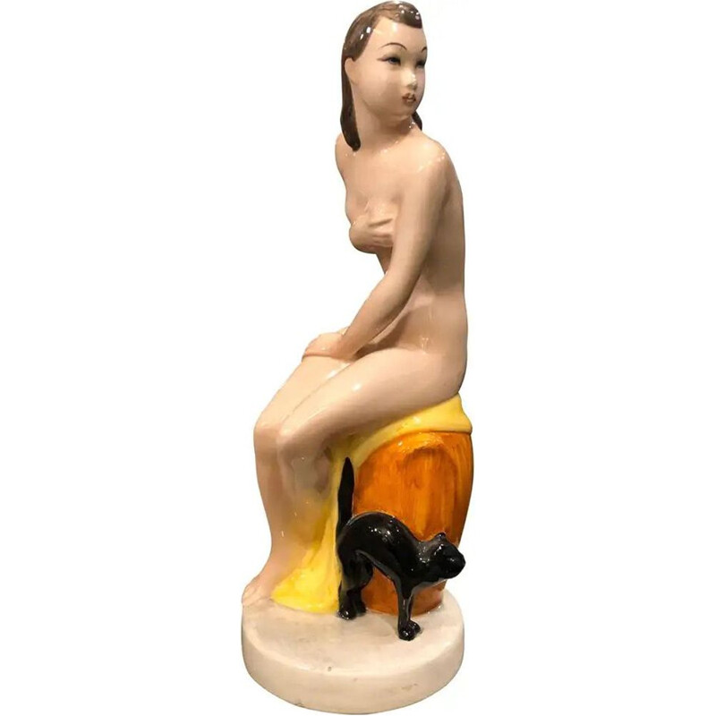 Estatua de mujer de porcelana vintage de Cia Manna Italian 1940
