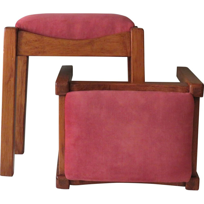 Pair of vintage oak stools