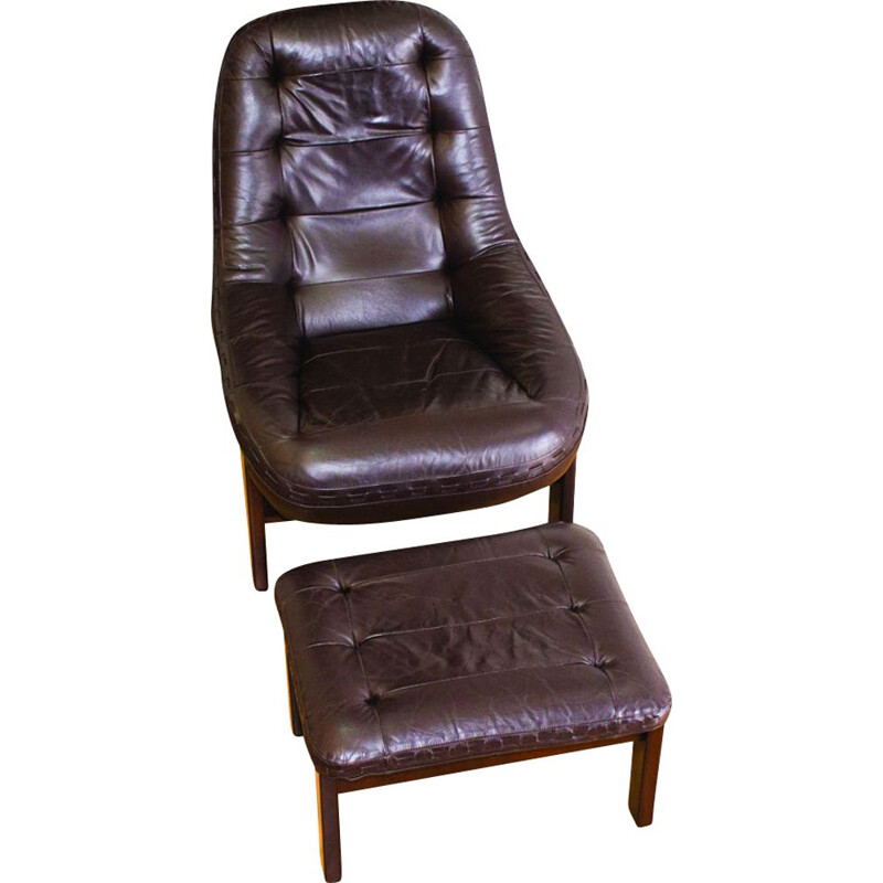 Cadeira Vintage lounge com otomano por Jean Gillon para Probel Brasilien 1960