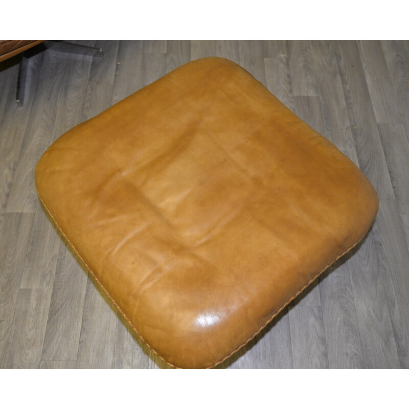 "S-231" De Sede armchair and foot rest in brown beige leather - 1960s