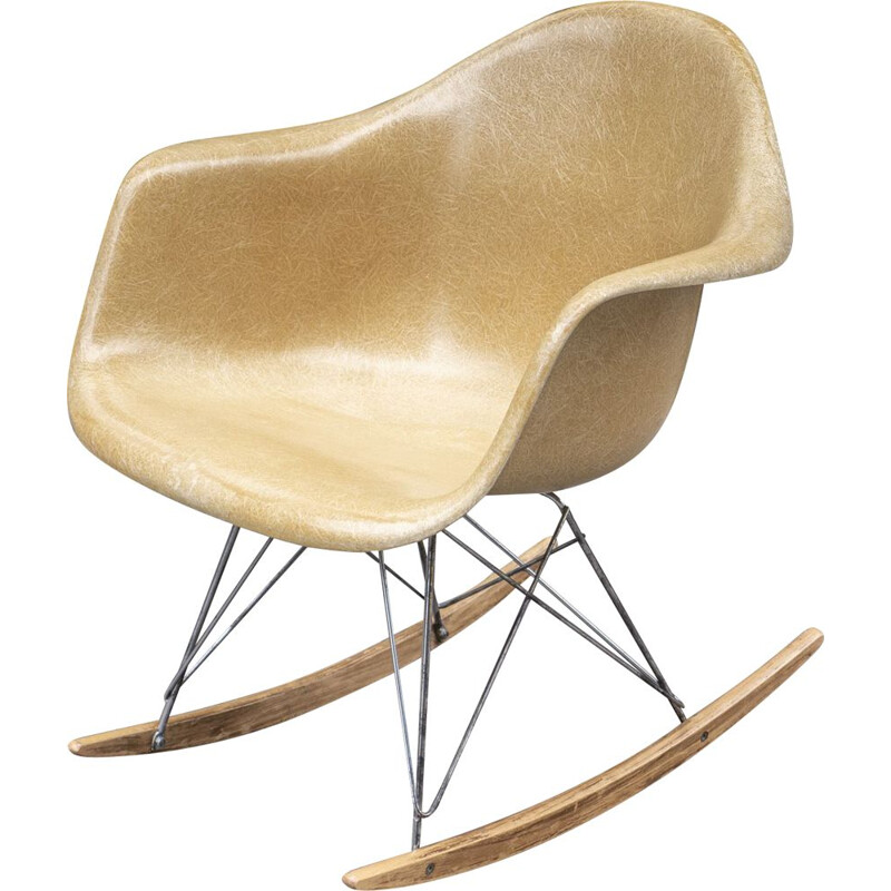 Vintage Light Ochre Rocking chair by Charles & Ray Eames 1960s