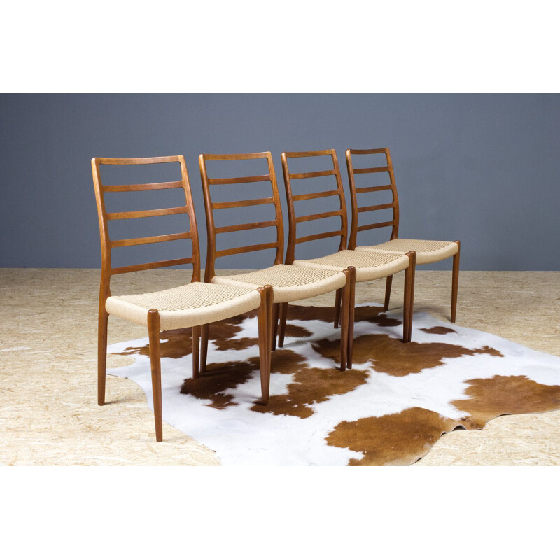 set of 4 vintage Niels Moller dining room chairs in teak 1954s