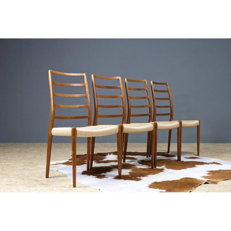 set of 4 vintage Niels Moller dining room chairs in teak 1954s