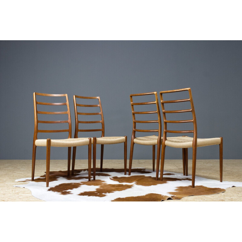 set of 4 vintage Niels Moller dining room chairs in teak 1954s