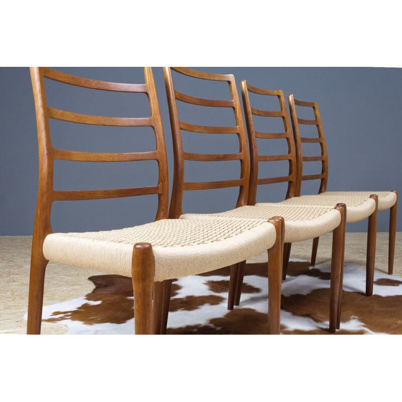 set of 4 vintage Niels Moller dining room chairs in teak 1954s