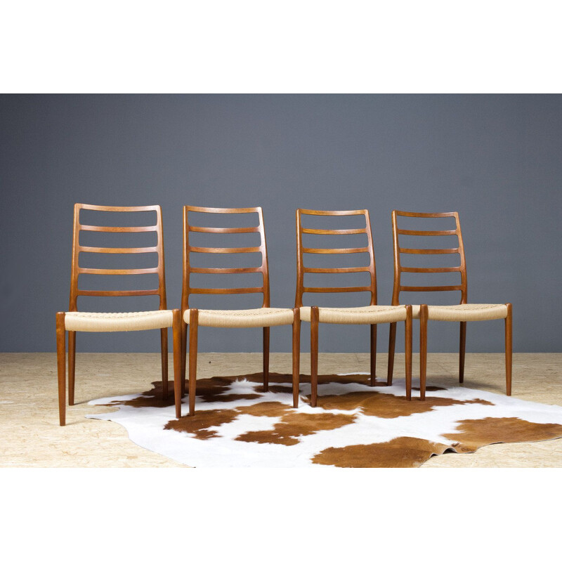 set of 4 vintage Niels Moller dining room chairs in teak 1954s