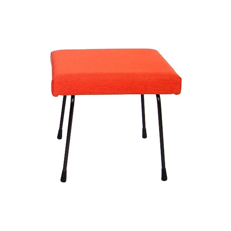 1801 Gispen footstool or stool in black metal and red upholstry, W. RIETVELD - 1960s
