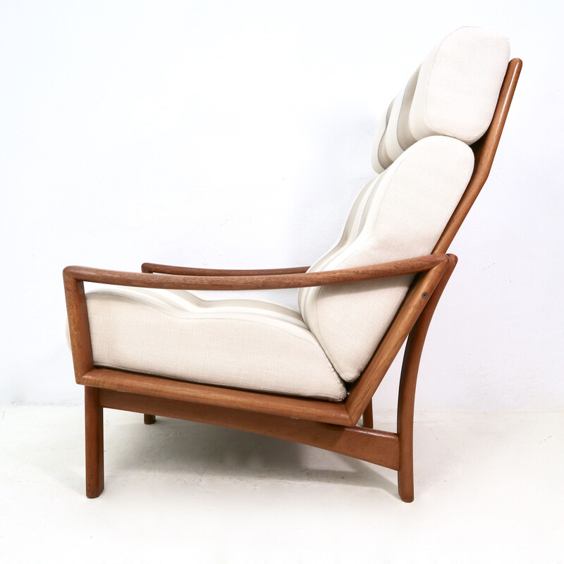Vintage Teakhouten fauteuil met hoge rug door Grete Jalk voor Glostrup Mobelfabrik 1960