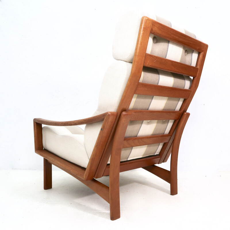 Vintage Teakhouten fauteuil met hoge rug door Grete Jalk voor Glostrup Mobelfabrik 1960