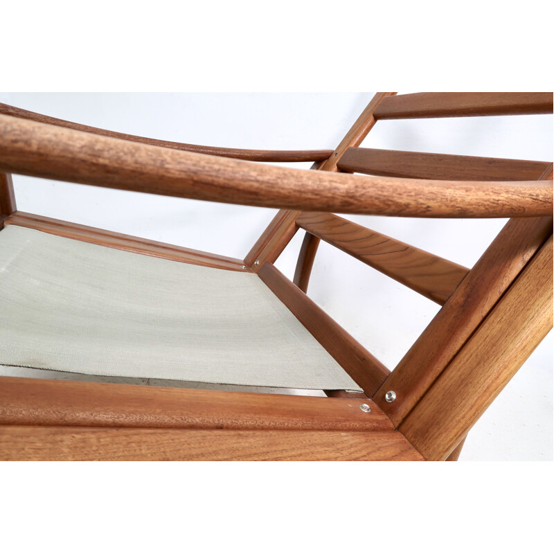 Poltrona vintage con schienale alto in teak di Grete Jalk per Glostrup Mobelfabrik 1960