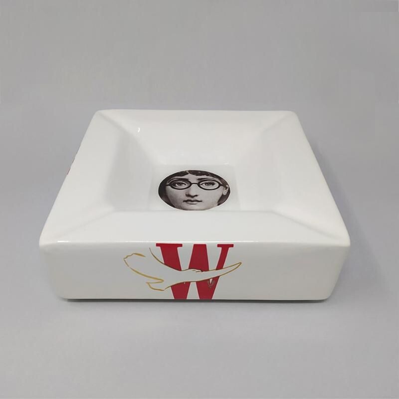 Cinzeiro de porcelana Vintage Fornasetti Bolso vazio por Piero Fornasetti para Winston 1970