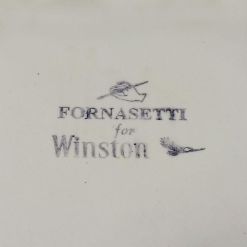 Vintage porseleinen asbak Fornasetti Lege zak van Piero Fornasetti voor Winston 1970