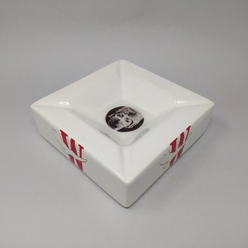Cinzeiro de bolso de porcelana Vintage Fornasetti de Piero Fornasetti para Winston 1970