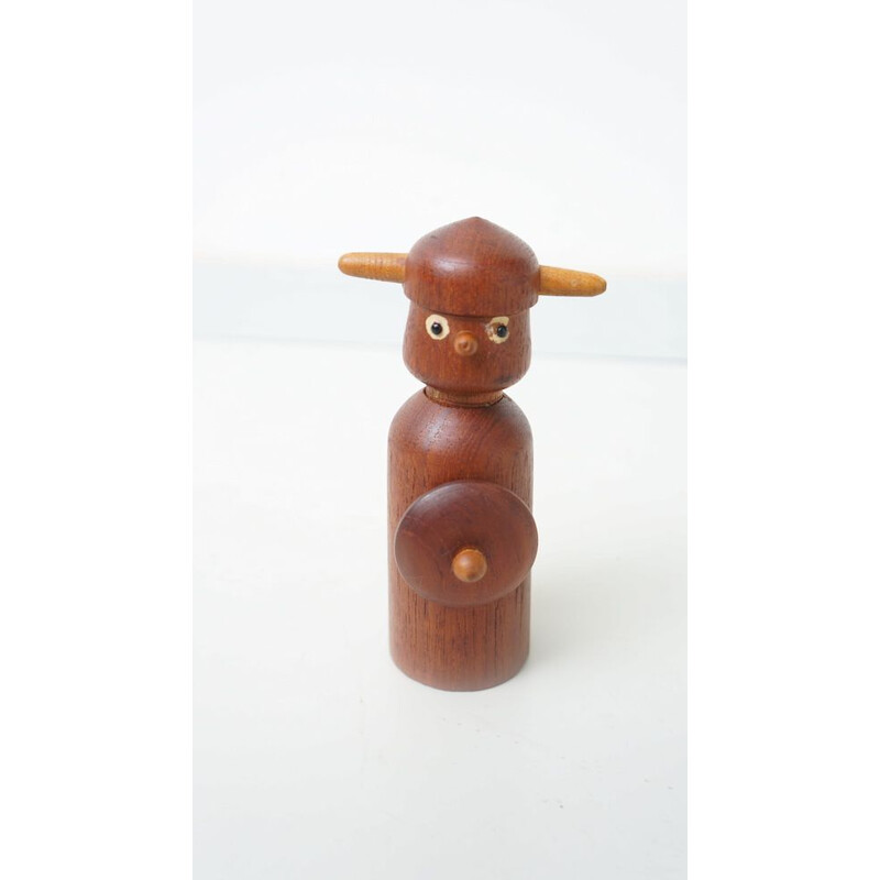 Vintage screwed bottle stopper teak wood Danish Viking