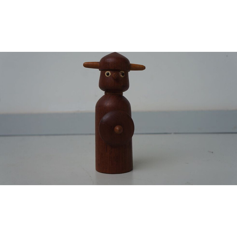 Vintage screwed bottle stopper teak wood Danish Viking