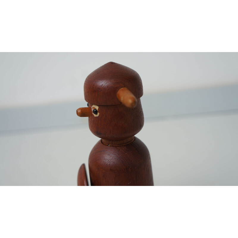 Vintage screwed bottle stopper teak wood Danish Viking