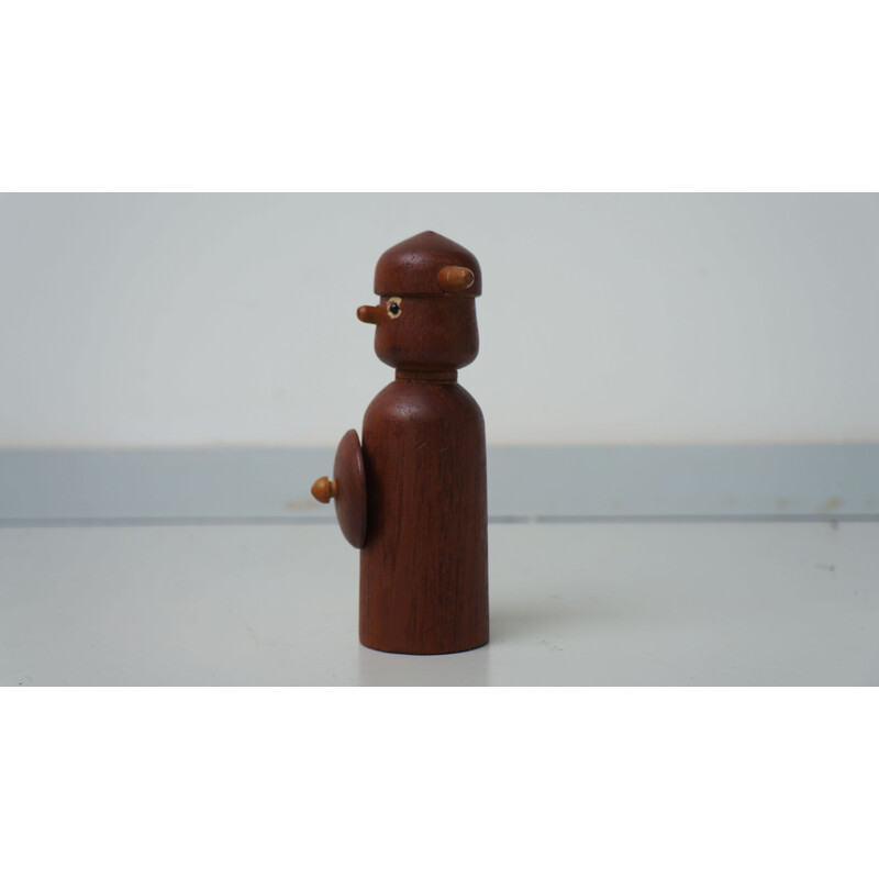 Vintage screwed bottle stopper teak wood Danish Viking