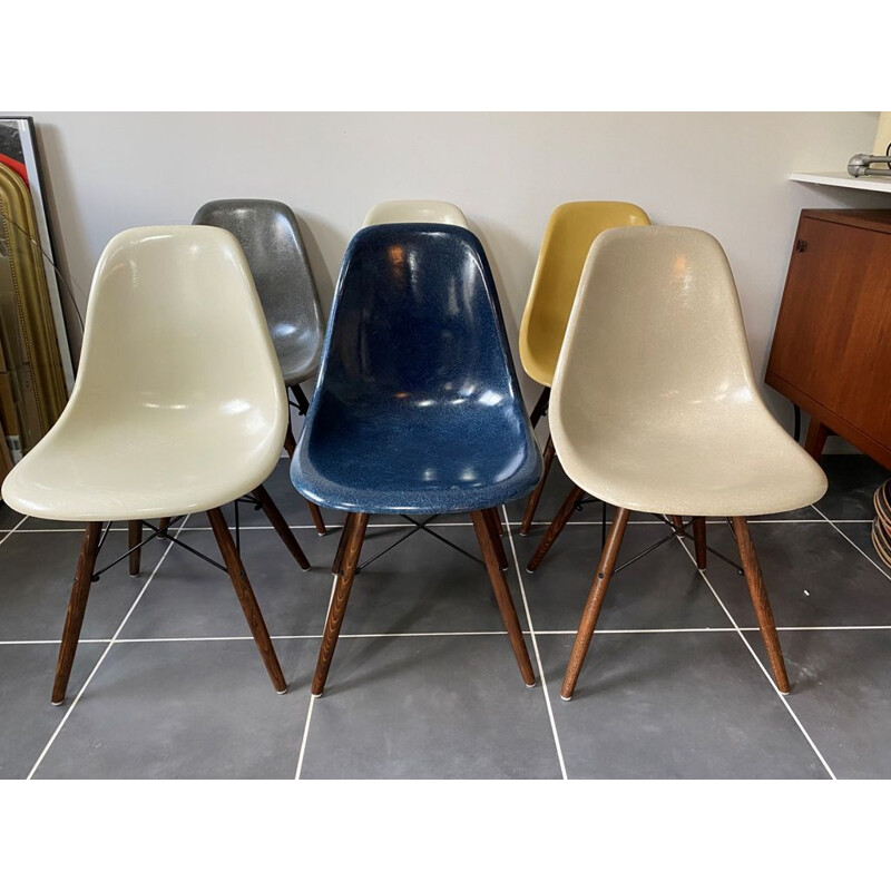 Lot de 6 chaises vintage DSW Charles et Ray Eames 1950