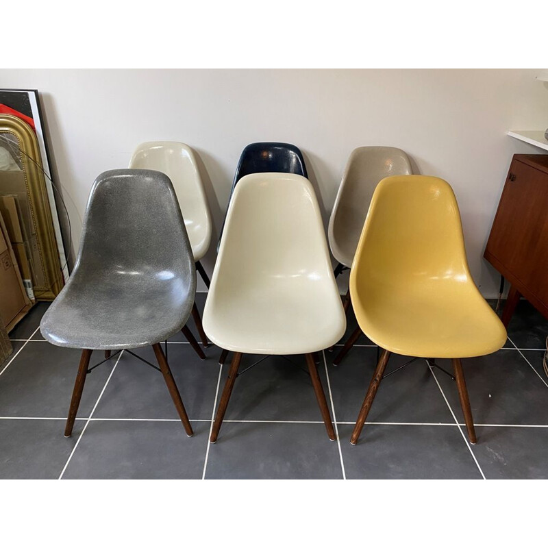 Set of 6 vintage DSW Charles and Ray Eames 1950 chairs