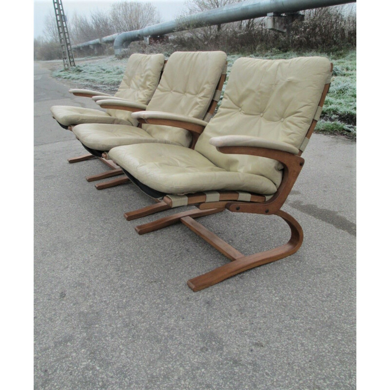 Lot de 3 fauteuils vintage Rybo Rykken & Co Norvège 1970