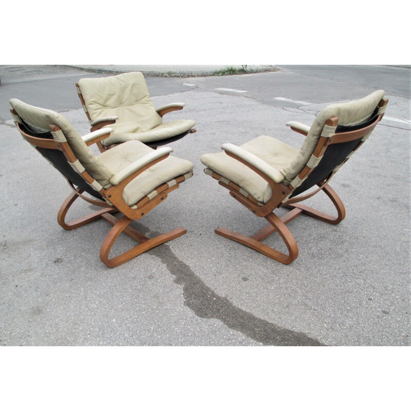 Set of 3 vintage Armchairs Rybo Rykken & Co Norway 1970s