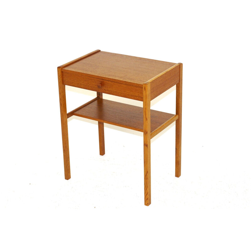 Vintage teak and oak bedside table Sweden 1960s