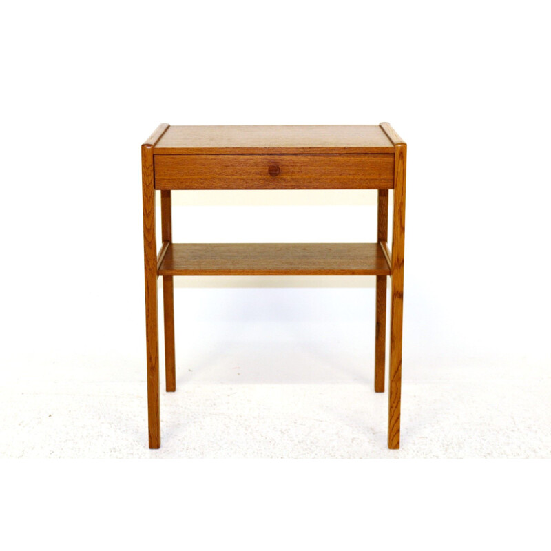 Vintage teak and oak bedside table Sweden 1960s