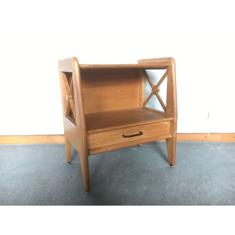 Vintage night table with compass feet oak sofa bedside table 1950s