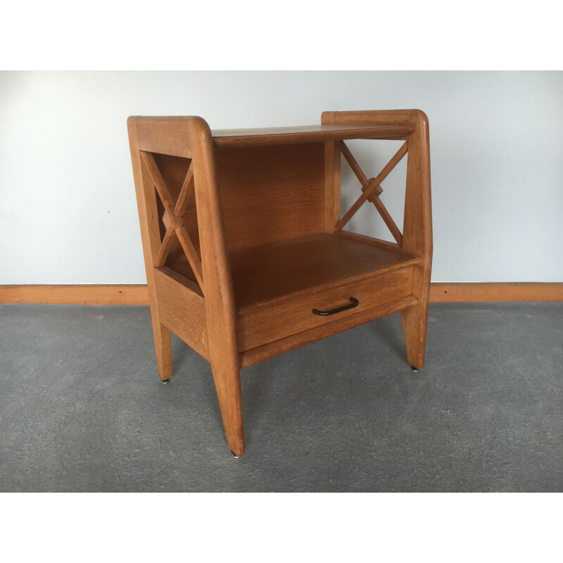 Vintage night table with compass feet oak sofa bedside table 1950s