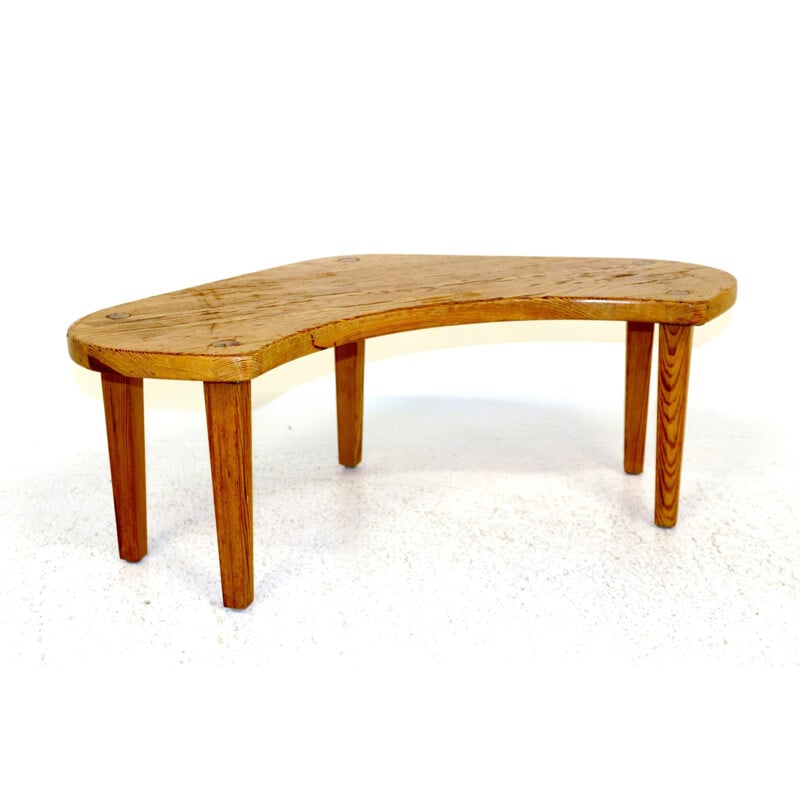 Vintage brutalist pine bench Sweden 1960s