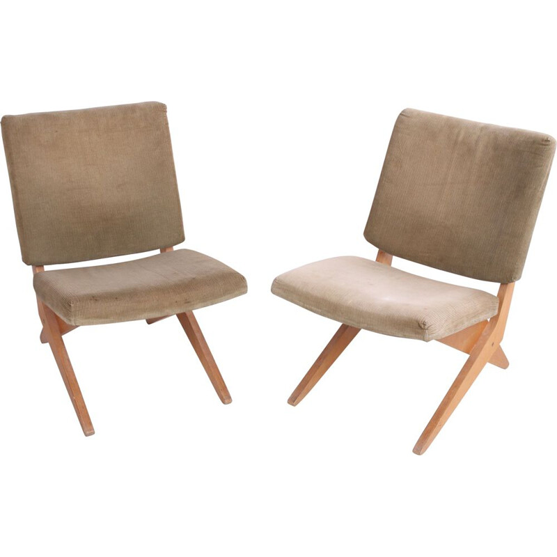 Pair of vintage Scissor lounge chair by Jan van Grunsven for Pastoe 1950s