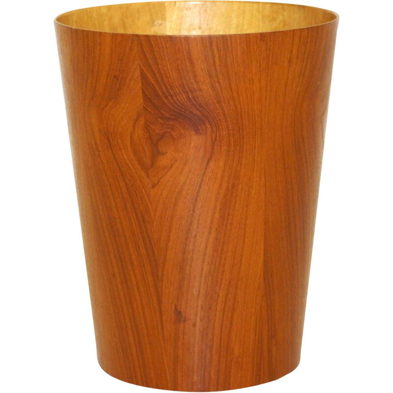 Vintage teak wastepaper basket Sweden 1950s