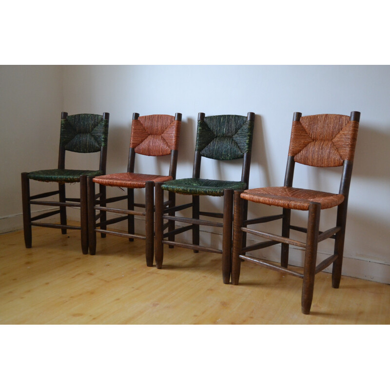 Set of 4 chairs, Charlotte PERRIAND - 60