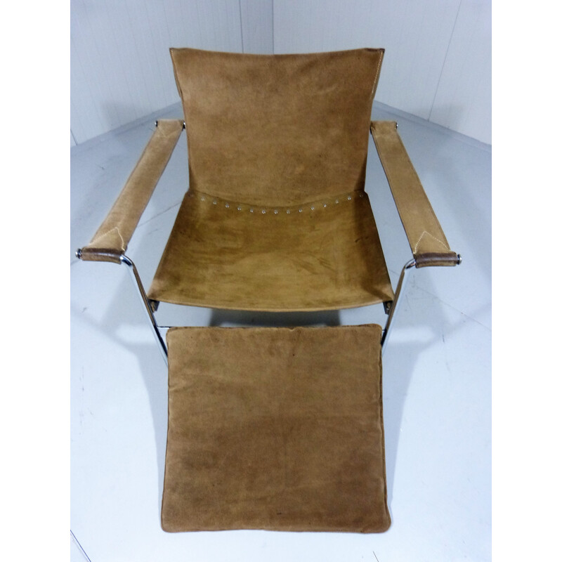 Tecta "D99" lounge chair in brown suede and chrome steel, Hans KÖNEKE - 1960s
