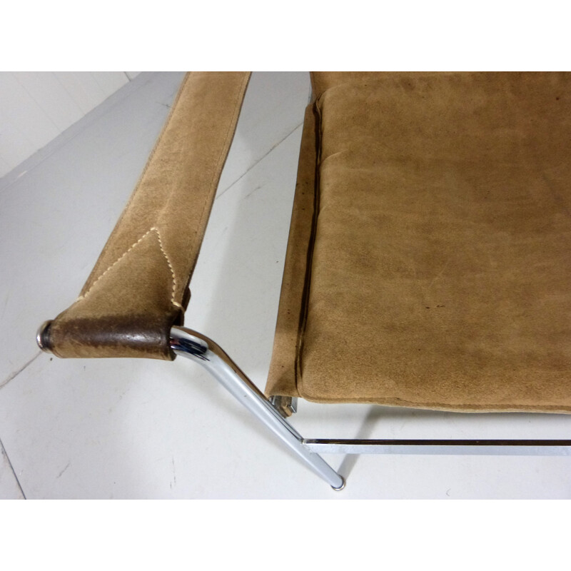 Tecta "D99" lounge chair in brown suede and chrome steel, Hans KÖNEKE - 1960s