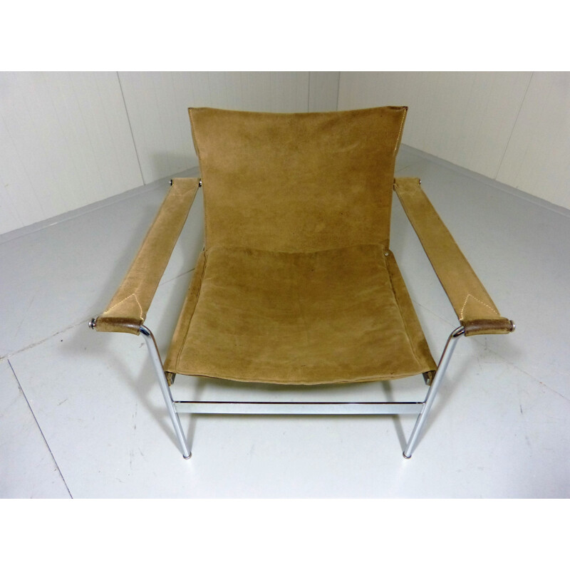 Tecta "D99" lounge chair in brown suede and chrome steel, Hans KÖNEKE - 1960s