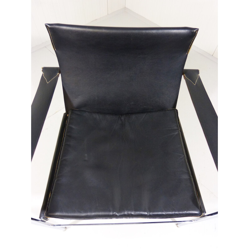 Tecta "D99" easy chair in black leather and chrome steel, Hans KÖNEKE - 1960s